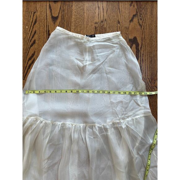 Vintage Sheer Silk Maxi Skirt Layer Ivory Ruffle Hem Boho Slip Skirt - Picture 5 of 8